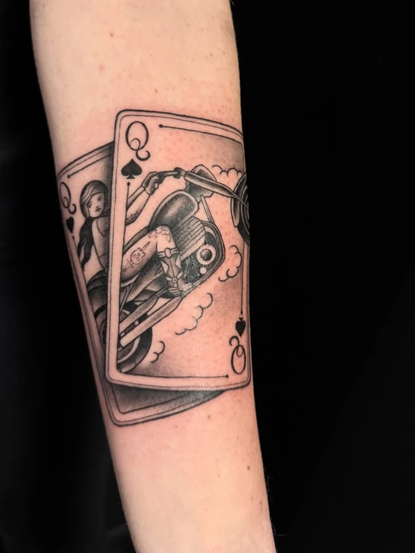 Playing cards, tattooed by Tevin